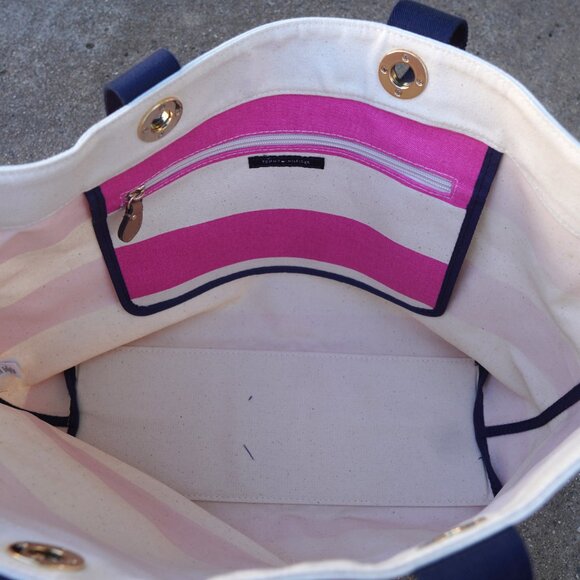 Tommy Hilfiger Classic Pink Striped Canvas Beach Tote Bag - Picture 5 of 11